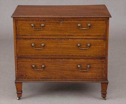 Appraisal: GEORGE III MAHOGANY CHEST OF DRAWERS The rectangular top above