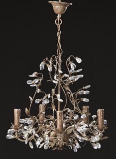 Appraisal: French Gilt Iron Five Light Chandelier th c m French