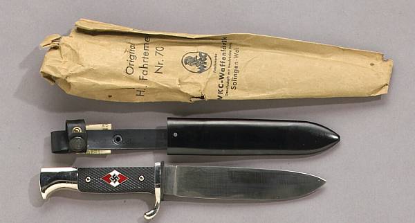 Appraisal: A German Hitler Youth knife with original paper packaging Plain