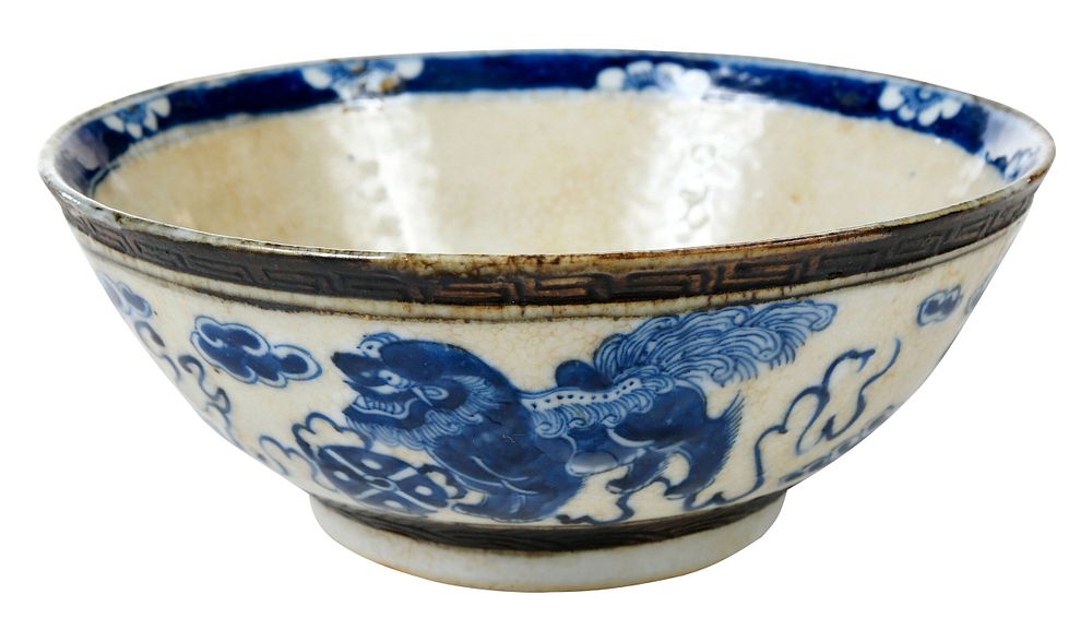 Appraisal: Chinese Nanking Blue and White Porcelain Bowl late Qing dynasty