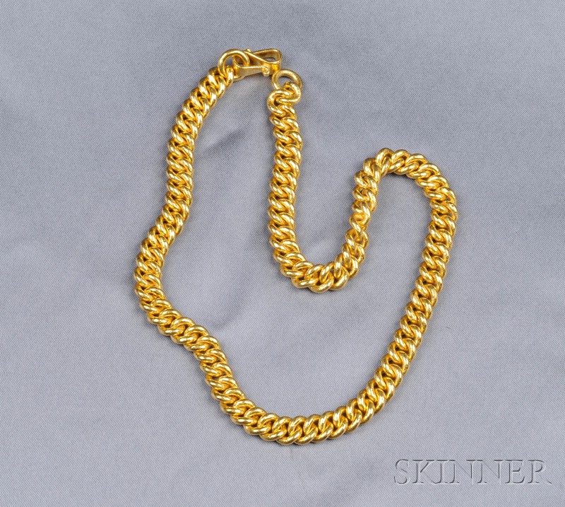 Appraisal: kt Gold Necklace composed of curb-link chain dwt lg in