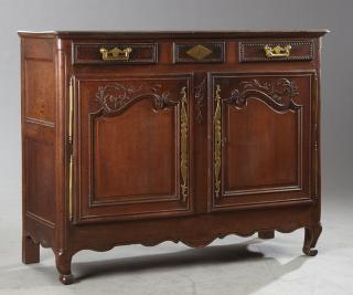 Appraisal: French Provincial Louis XV Style Carved Oak Sidebo French Provincial