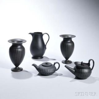 Appraisal: Five Wedgwood Black Basalt Items England th century including a