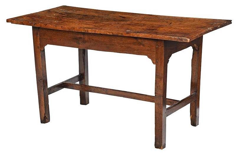 Appraisal: An Early English Oak Stretcher Base Table th century oak