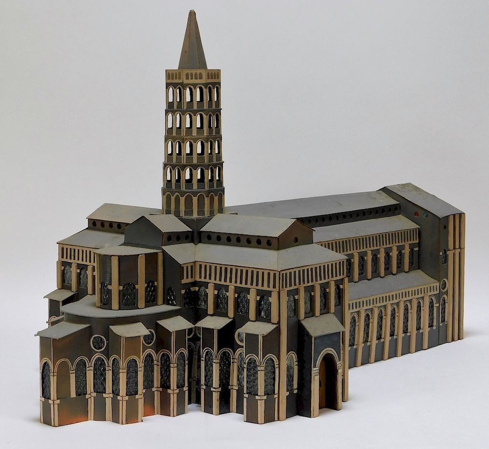 Appraisal: Vintage Architectural Wood Cathedral Church Model United States th Century