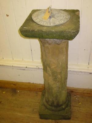 Appraisal: A STONE SUNDIAL the gritstone square top with later lead