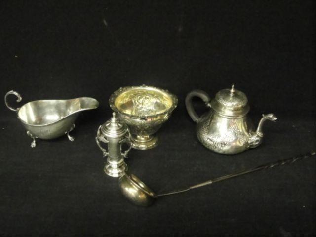 Appraisal: Lot of English Silver Pieces including a teapot ladle small