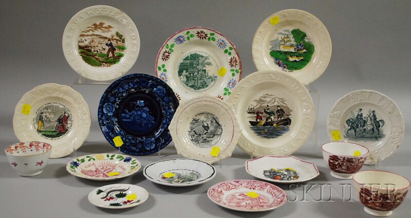 Appraisal: Sixteen Pieces of English Transfer and Hand-painted Staffordshire Tableware including