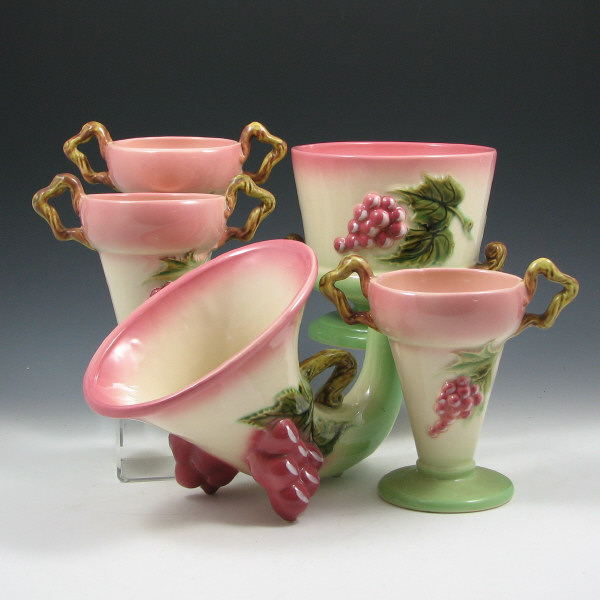 Appraisal: Hull Tokay - Vases Cornucopia Jardiniere Five Hull Tokay pieces