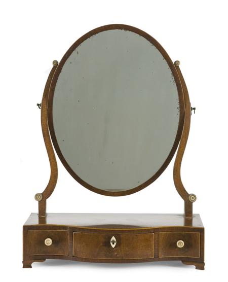 Appraisal: A George III mahogany toilet mirror inlaid with stringing and