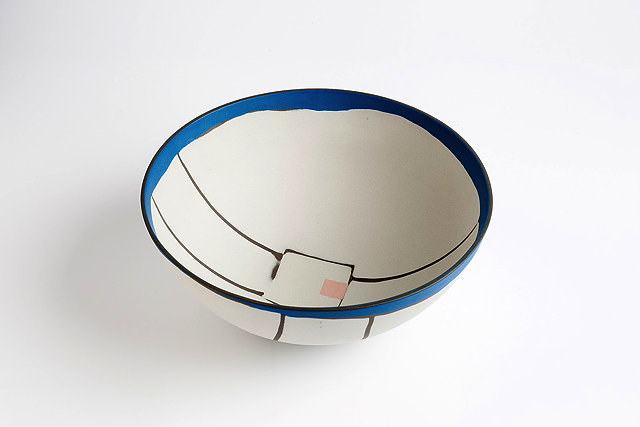 Appraisal: Susan Nemeth British b Bowlwhite with inlaid design and blue