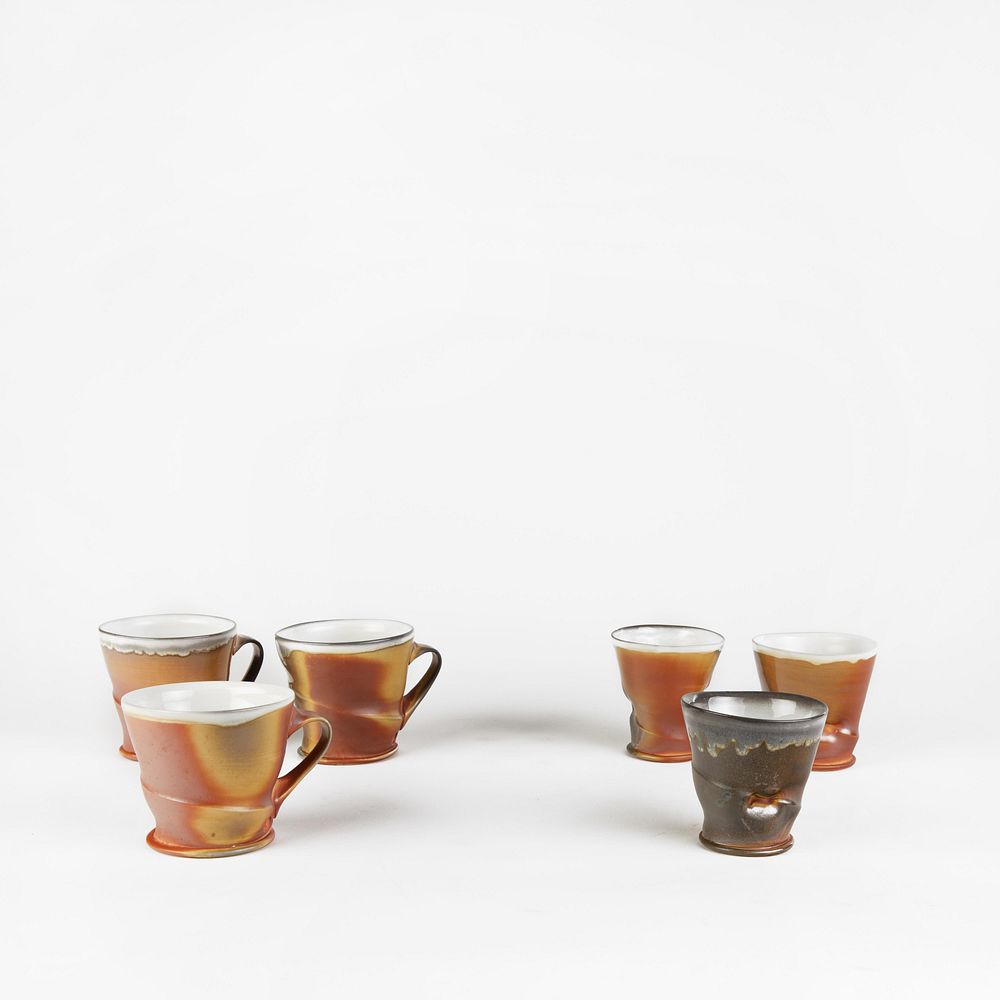 Appraisal: Matt Long Three Tea Bowls and Three Handled Mugs Matt