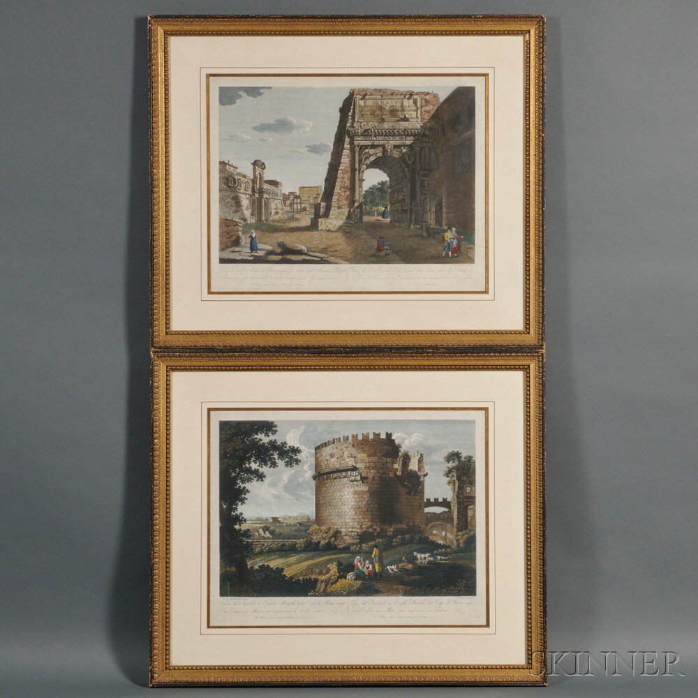 Appraisal: Two Framed Hand-colored Engravings of Italian Ruins late th to