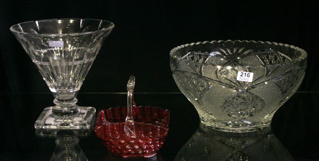 Appraisal: A Stuart crystal vase together with a cut crystal punchbowl