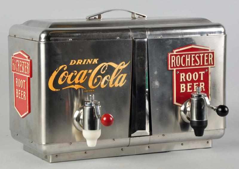 Appraisal: Stainless Steel Double Dispenser s to s With three Coca-Cola