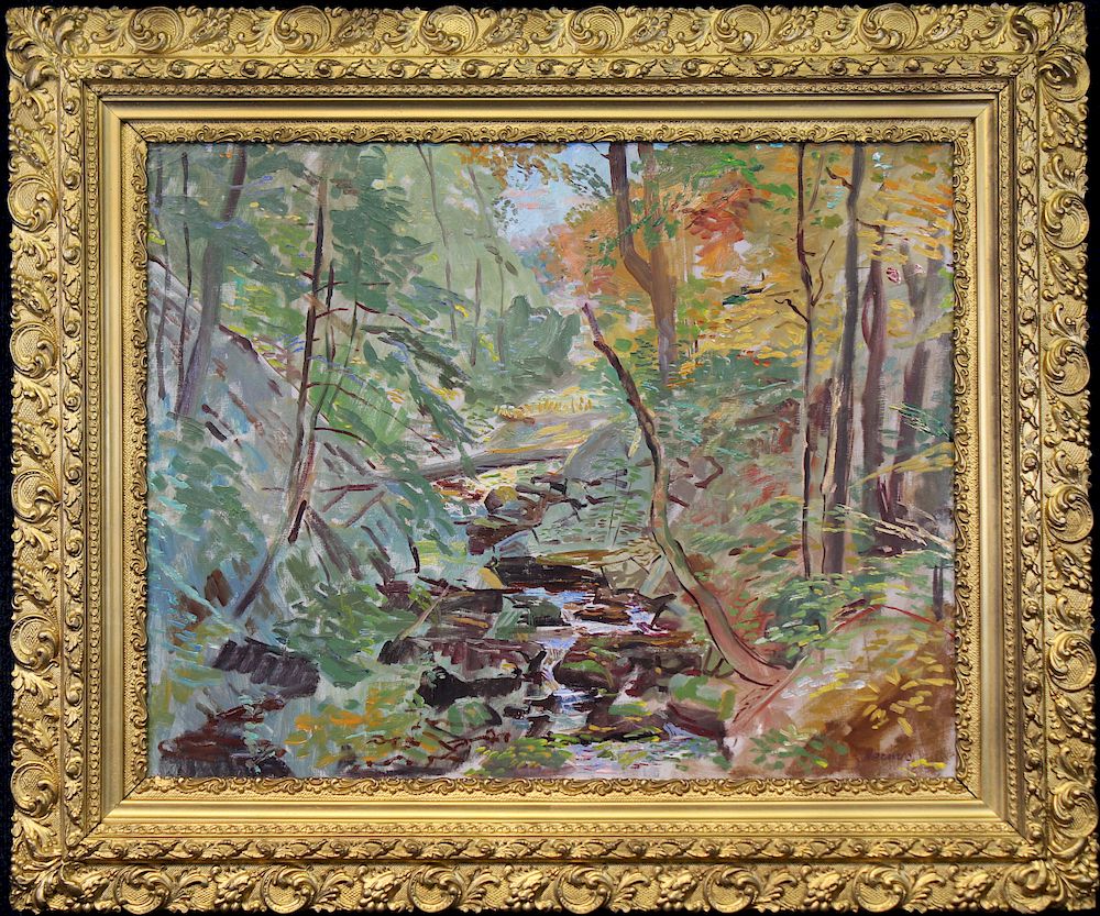 Appraisal: Hermes Signed Impressionist River Landscape Hermes Signed Impressionist River Landscape