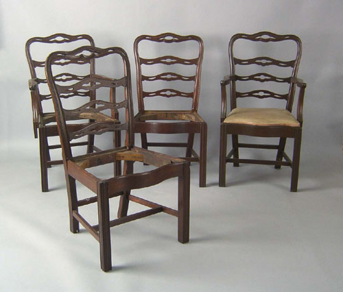 Appraisal: Set of Philadelphia Chippendale mahogany ribbonback dining chairs ca with