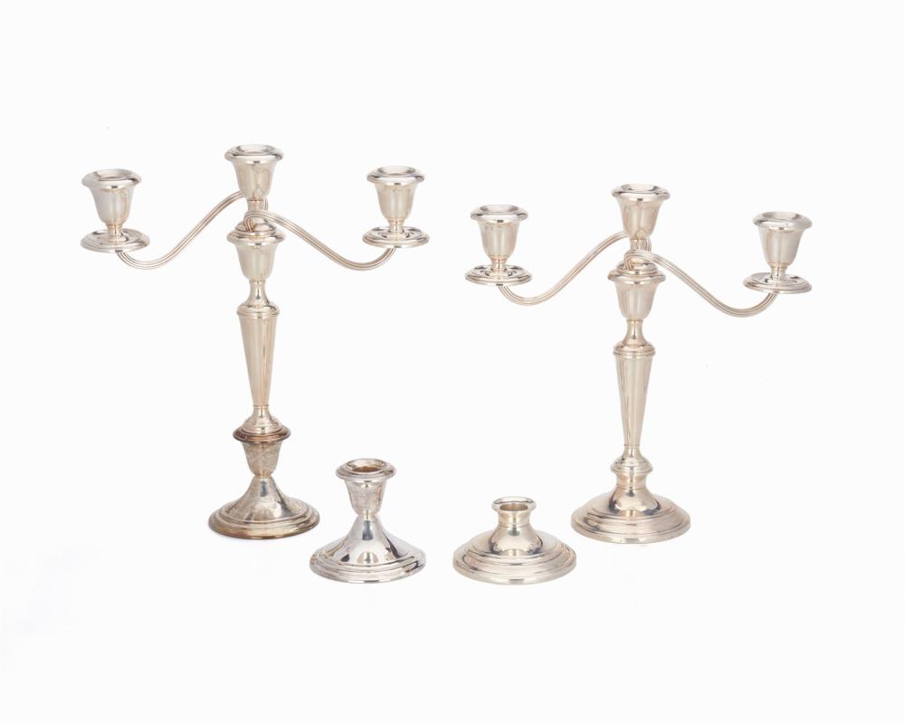 Appraisal: A Gorham Puritan sterling silver convertible candelabra suite Second-half th