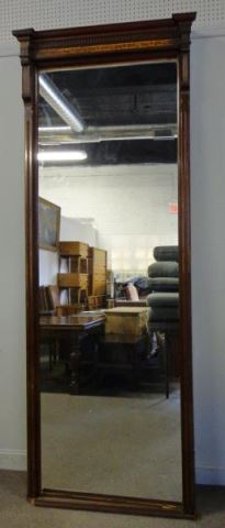 Appraisal: Large Mirror with Inlaid Border Raised on Base From a