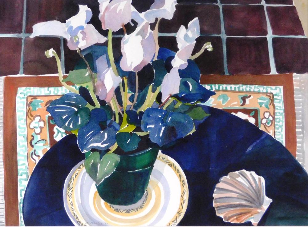 Appraisal: Barbara Mosley th st C Cyclamen Shell watercolor still life