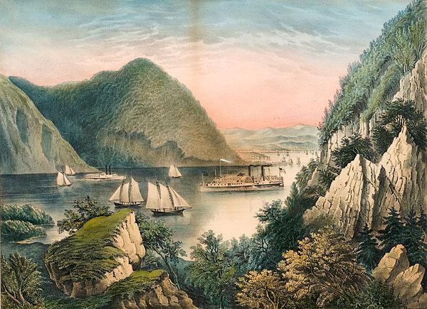 Appraisal: CURRIER IVES VIEW ON THE HUDSON Conningham Hand-colored large folio