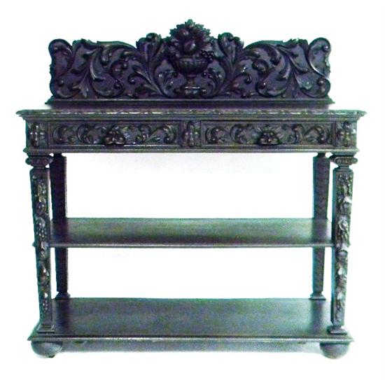 Appraisal: th C carved oak walnut Baroque style two tier dessert