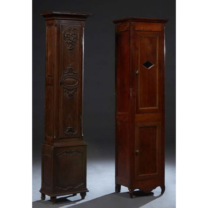 Appraisal: Two French Provincial Carved Walnut Tall Case Clock Cases th