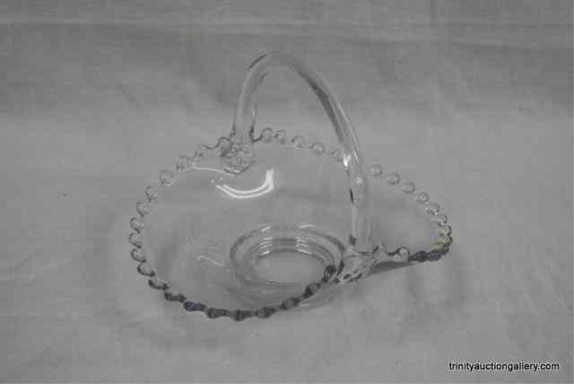 Appraisal: Imperial Glass Candlewick Basket w Applied HandleProduced by Imperial Glass