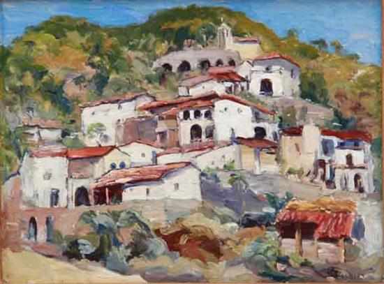 Appraisal: Beatrice Jackson New York b AMALFI VILLAGE oil on board