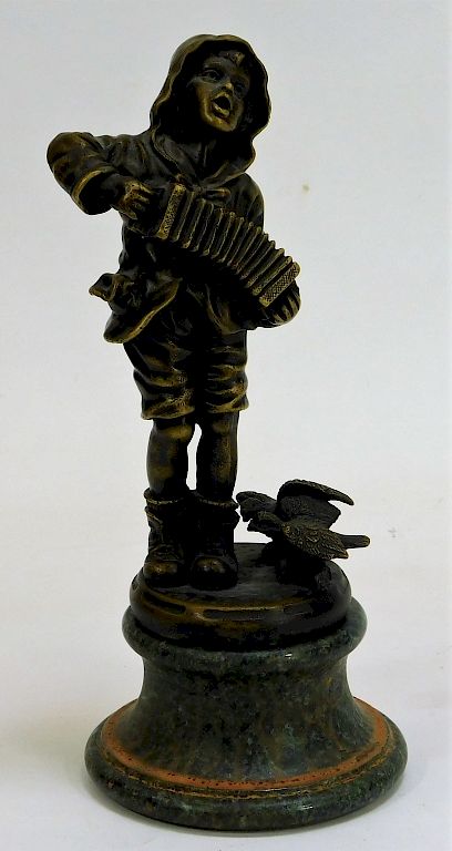 Appraisal: Dimitri Chiparus Young Musician Bronze Sculpture Dimitri Haralamb Chiparus Romania