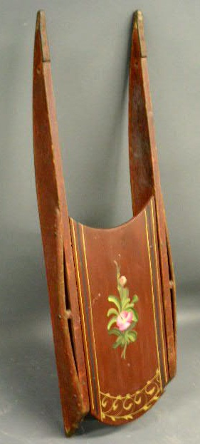 Appraisal: Child s sled with red paint signed Made by Paris