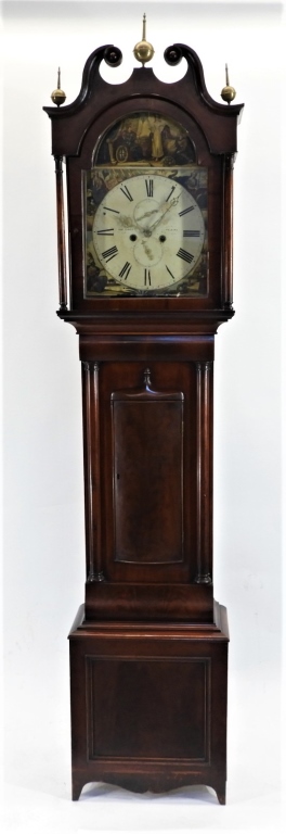 Appraisal: SCOTTISH ROBERT CURRER MAHOGANY TALL CASE CLOCK Scotland th CenturyFigured