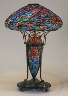 Appraisal: Arts Crafts style stained glass lamp h Arts Crafts style