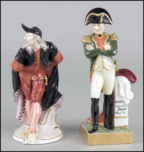 Appraisal: DERBY PORCELAIN FIGURE OF NAPOLEON Together with a Continental porcelain