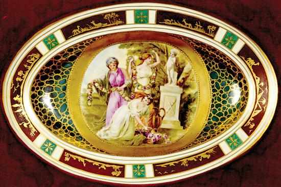 Appraisal: Vienna porcelain pictorial oval bowl within frame circa decorated with