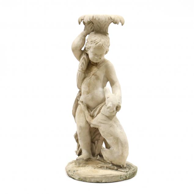 Appraisal: CAST STONE FIGURAL GARDEN PEDESTAL Late th century in the