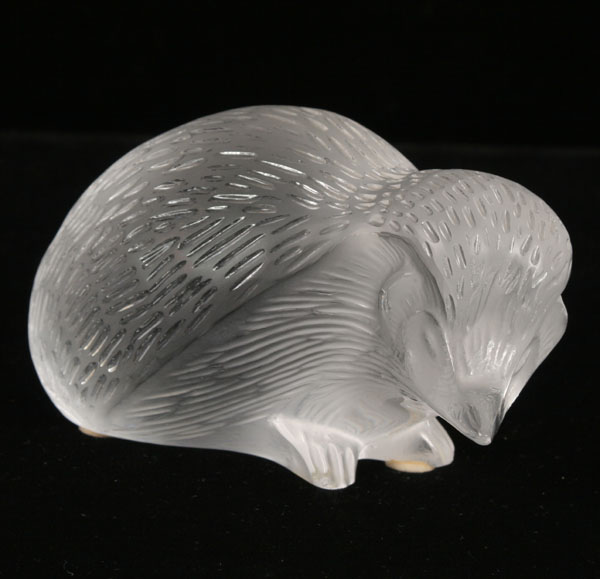 Appraisal: Lalique art glass hedgehog clear L Signed Lalique France Very