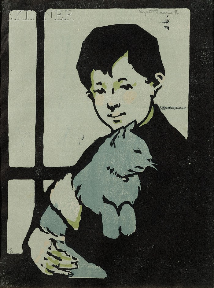 Appraisal: Eliza Draper Gardiner American - Boy with Cat edition of