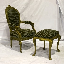 Appraisal: A giltwood and upholstered armchair together with a giltwood and