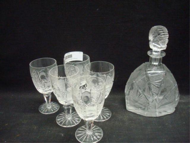 Appraisal: Cut Glass Decanter and Glasses English circa From a Purchase