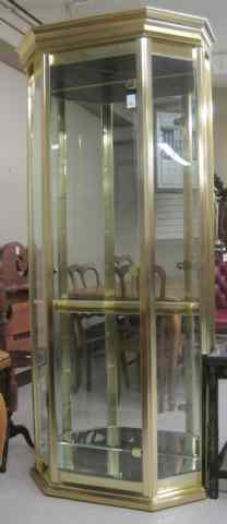 Appraisal: CONTEMPORARY CURIO DISPLAY CABINET of gold aluminum construction with glass