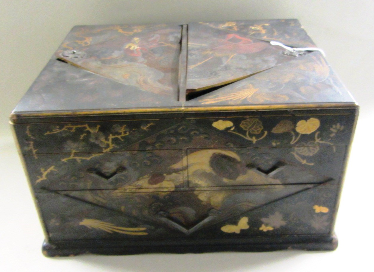 Appraisal: A Japanese lacquer Suzuribako Writing Box Meiji period of rectangular