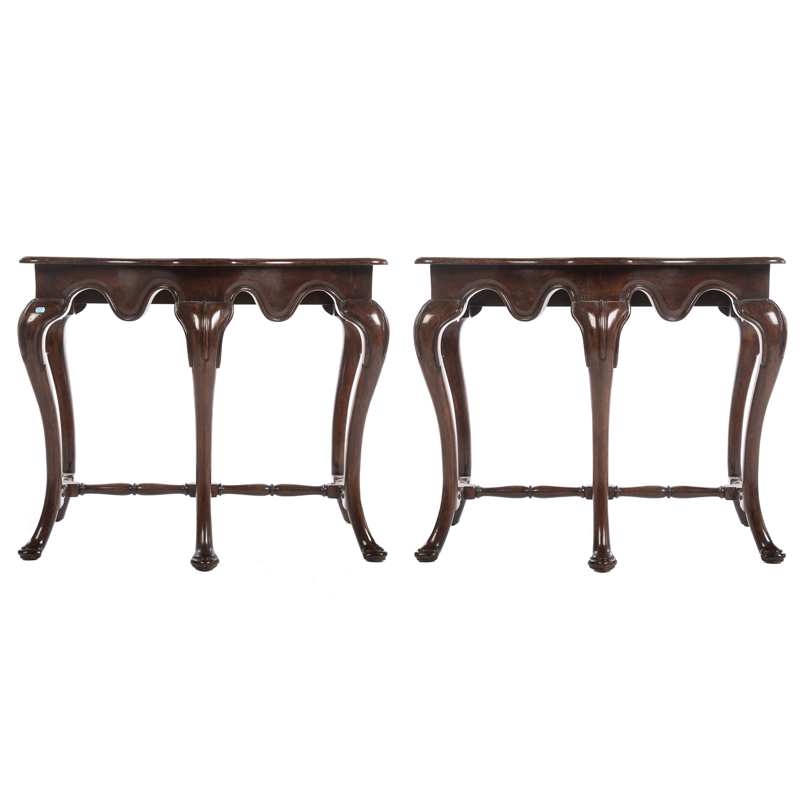 Appraisal: A PAIR OF IRISH CHIPPENDALE STYLE WALNUT CONSOLES th century