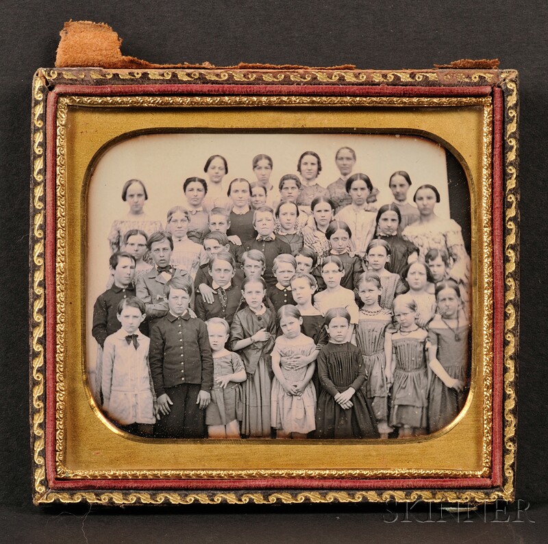 Appraisal: Quarter Plate Daguerreotype Class Portrait at Petersham Massachusetts with a