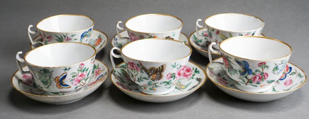 Appraisal: SET OF SIX CHINESE EXPORT FAMILLE ROSE PORCELAIN CUPS WITH