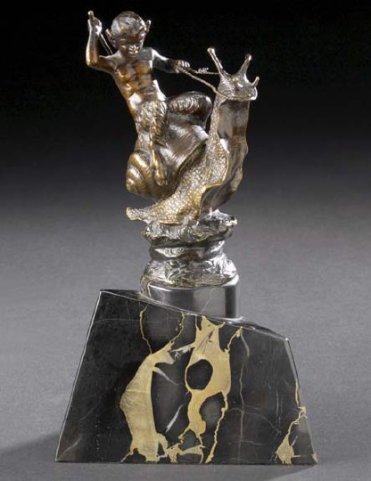 Appraisal: Continental Patinated Bronze Tabletop Group first quarter th century depicting