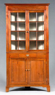 Appraisal: Fine Southern walnut corner cupboard walnut throughout with yellow pine