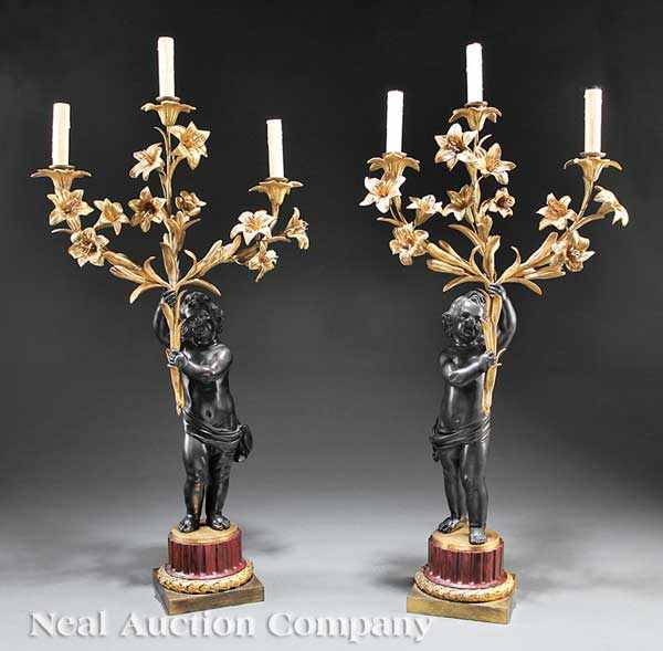 Appraisal: A Pair of Napoleon III Patinated and Gilt Bronze Figural