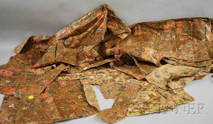 Appraisal: Ten Printed Chintz Fabric Fragments th century with pink and