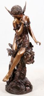 Appraisal: CONTEMPORARY BRONZE SCULPTURAL LIFE-SIZE FOUNTAIN H W D WINGED FEMALE